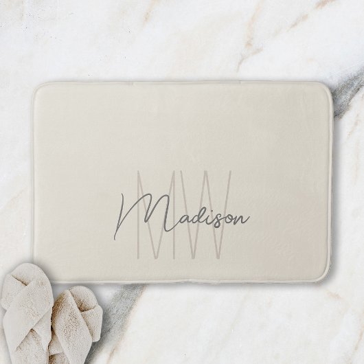 Moderne Monogram Name Script Creme Badematte