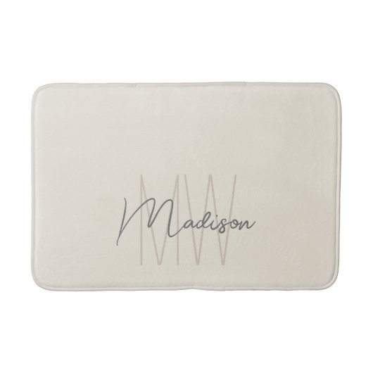 Moderne Monogram Name Script Creme Badematte (Vorderseite)