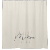 Moderne Monogram Name Script Creme Duschvorhang (Vorderseite)