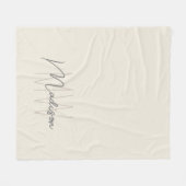Moderne Monogram Name Script Creme Fleecedecke (Vorderseite (Horizontal))