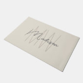 Moderne Monogram Name Script Creme Fußmatte (Schrägansicht)