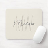 Moderne Monogram Name Script Creme Mousepad (Mit Mouse)