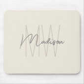 Moderne Monogram Name Script Creme Mousepad (Vorne)