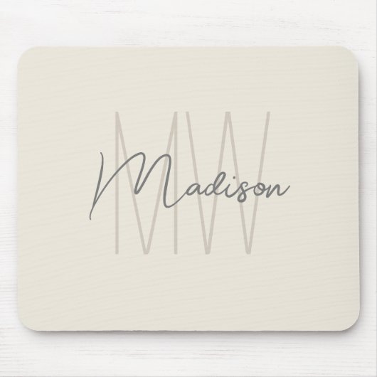 Moderne Monogram Name Script Creme Mousepad (Vorne)