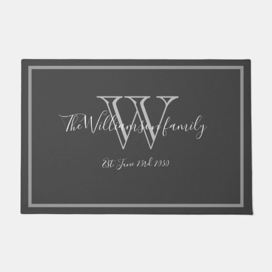 Moderne Monogram Name Script Niedlich Wedding Will Fußmatte (Vorderseite)