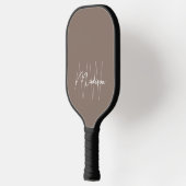 Moderne Monogram Name Script Taupe Pickleball Schläger (Links)
