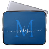 Moderne Monogram Navy Blue Elegante Chic Script Na Laptopschutzhülle (Vorderseite)