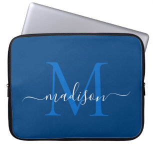 Moderne Monogram Navy Blue Elegante Chic Script Na Laptopschutzhülle
