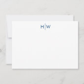 Moderne Monogram Navy Blue Flat Note Card Mitteilungskarte (Vorderseite)