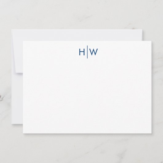 Moderne Monogram Navy Blue Flat Note Card Mitteilungskarte (Vorderseite)