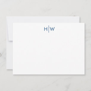 Moderne Monogram Navy Blue Flat Note Card Mitteilungskarte