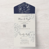 Moderne Monogram Navy Blue Wedding All In One Einladung (Innen Boden)