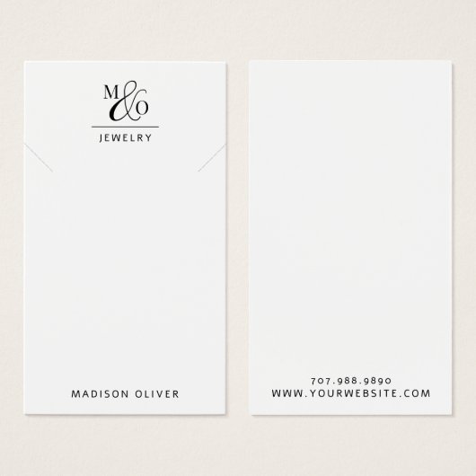 Moderne Monogram Necklace Juwelier Display Card (Vorne & Hinten)