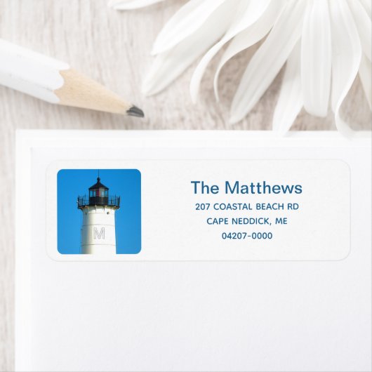 Moderne Monogram Nubble Lighthouse Rücksendeadress (Insitu)