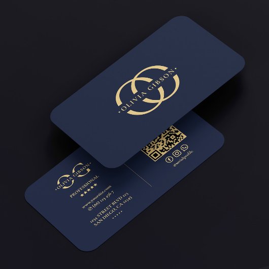 Moderne Monogram O Logo Elegant Dark Navy Blue Visitenkarte