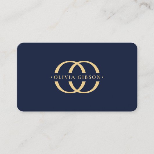 Moderne Monogram O Logo Elegant Dark Navy Blue Visitenkarte (Vorderseite)