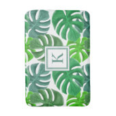 Moderne Monogram Palm Blätter Badematte (Vorderseite Vertikal)
