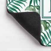 Moderne Monogram Palm Blätter Mousepad (Ecke)