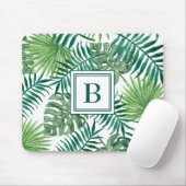 Moderne Monogram Palm Blätter Mousepad (Mit Mouse)