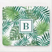 Moderne Monogram Palm Blätter Mousepad (Vorne)