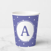 Moderne Monogram Periwinkle Polka Dots Geburtstag Pappbecher (Rückseite)
