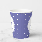 Moderne Monogram Periwinkle Polka Dots Geburtstag Pappbecher (Rechts)