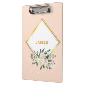 Moderne Monogram Personalisiert Floral Gold Clipbo Klemmbrett (Links)
