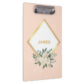 Moderne Monogram Personalisiert Floral Gold Clipbo Klemmbrett (Rechts)