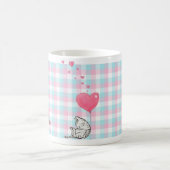 Moderne Monogram Pink Blue Sleepy Cat Kaffeetasse (Mittel)
