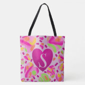 Moderne Monogram Pink Heart Painted School Tasche (Vorderseite)