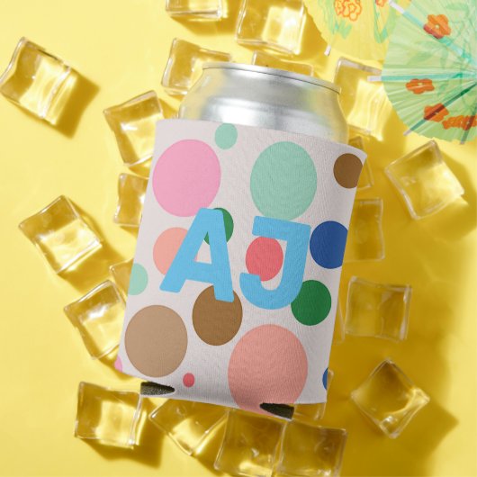 Moderne Monogram Polka Dot Dosenkühler (In Situ Sommer)