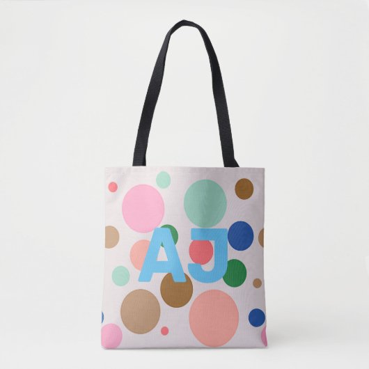 Moderne Monogram Polka Dot Tasche (Vorderseite)