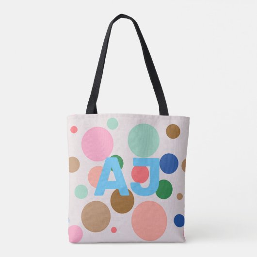 Moderne Monogram Polka Dot Tasche (Rückseite)