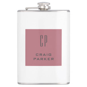 Moderne Monogram Professional Einfache Roségold We Flachmann