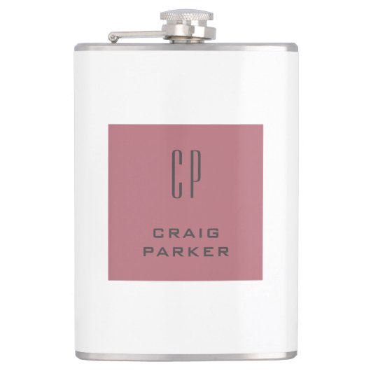 Moderne Monogram Professional Einfache Roségold We Flachmann (Vorderseite)