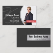 Moderne Monogram Realtor Foto Business Card Visitenkarte (Vorne/Hinten)
