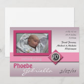 Moderne Monogram Rosa Geburtshinweise Ankündigung (Vorne/Hinten)
