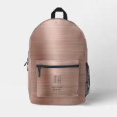 Moderne Monogram-Rose Gold Bedruckter Rucksack (Vorderseite)