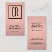 Moderne Monogram Rose Gold Imitate zeichnen sich d Visitenkarte (Vorne/Hinten)