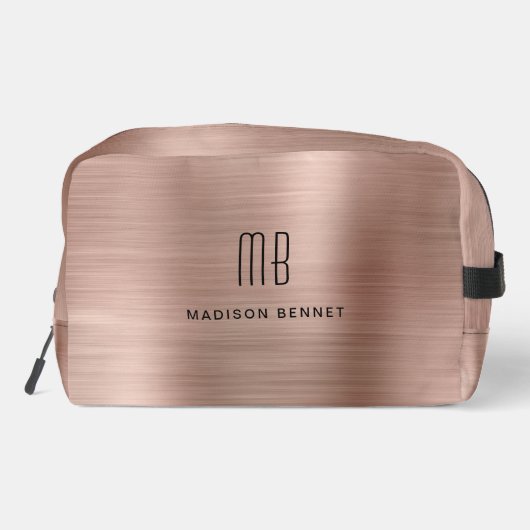Moderne Monogram-Rose Gold Waschbeutel (Rückseite)
