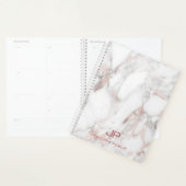 Moderne Monogram Rose Gold Weißer Marmor Elegant Planer (Anzeige)