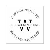 Moderne Monogram Round-Rücksendeadresse Permastempel (Design)