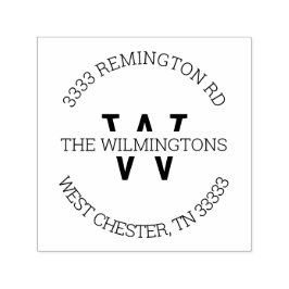 Moderne Monogram Round-Rücksendeadresse Permastempel