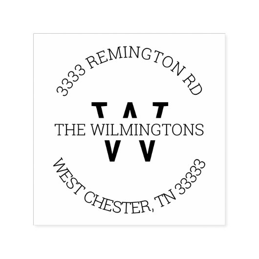 Moderne Monogram Round-Rücksendeadresse Permastempel (Design)