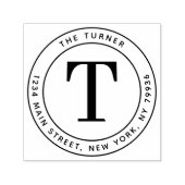 Moderne Monogram Round-Rücksendeadresse Permastempel (Design)