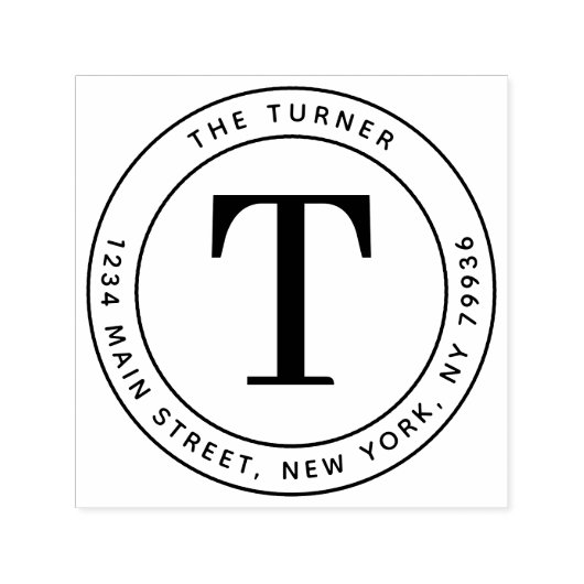 Moderne Monogram Round-Rücksendeadresse Permastempel (Design)