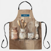 Moderne Monogram Rustic Kitchen Utensils Schürze (Vorderseite)