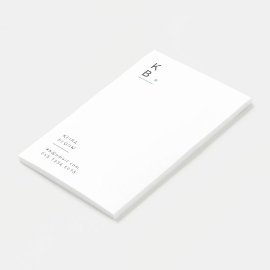 Moderne Monogram Sage Green Minimal Scandi Post-it Klebezettel (angewinkelt)