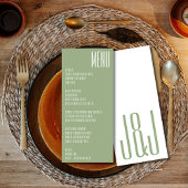 Moderne Monogram Sage Green White Wedding Menükarte