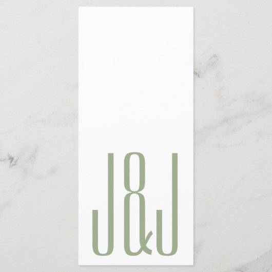 Moderne Monogram Sage Green White Wedding Menükarte (Rückseite)